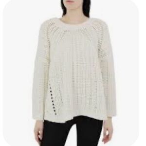 Elizabeth and James Cream Open-Knit Pullover Sweater